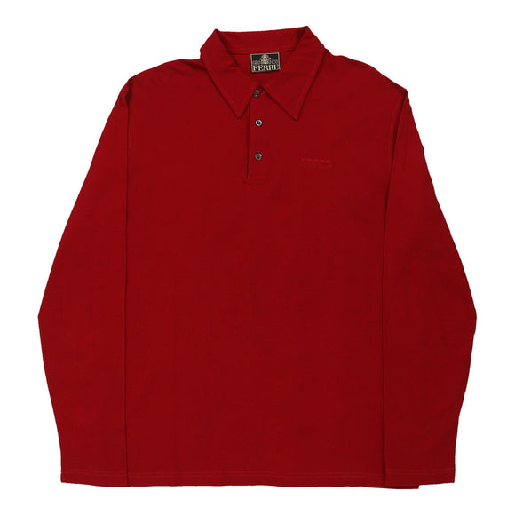Vintage red Gianfranco Ferre Long Sleeve Polo Shirt - mens x-large