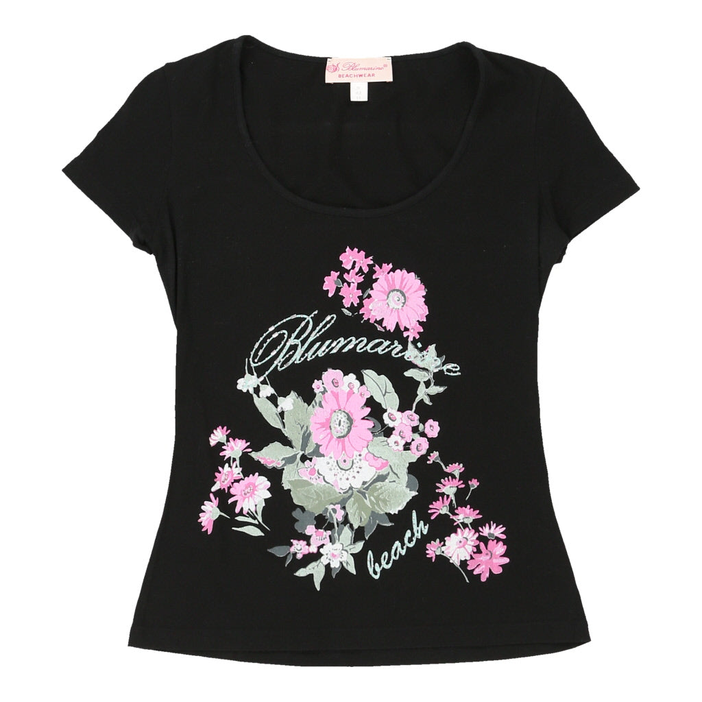 Miss Blumarine Graphic T-Shirt - Small Black Cotton