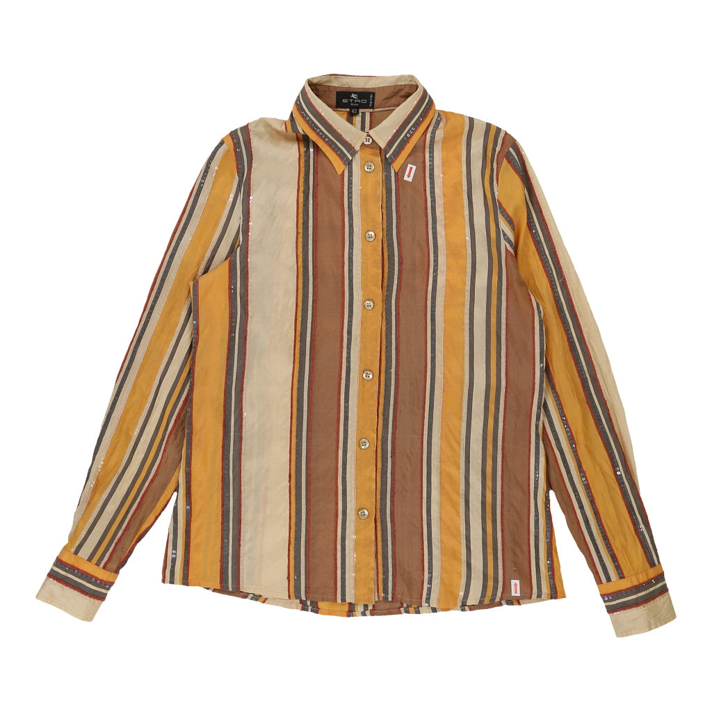 Etro Striped Shirt - Small Brown Silk – Preloveddesigner.com