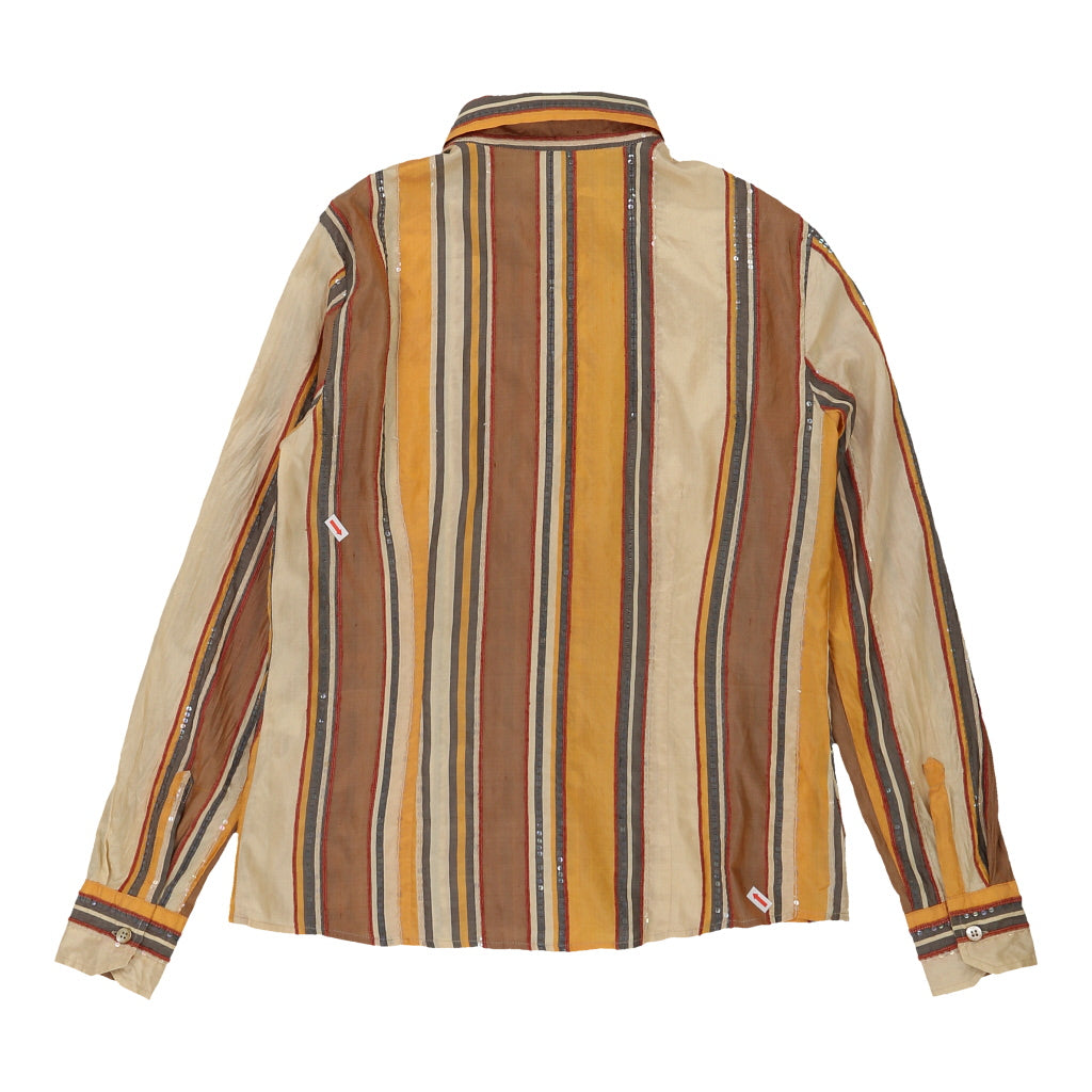 Etro Striped Shirt - Small Brown Silk – Preloveddesigner.com